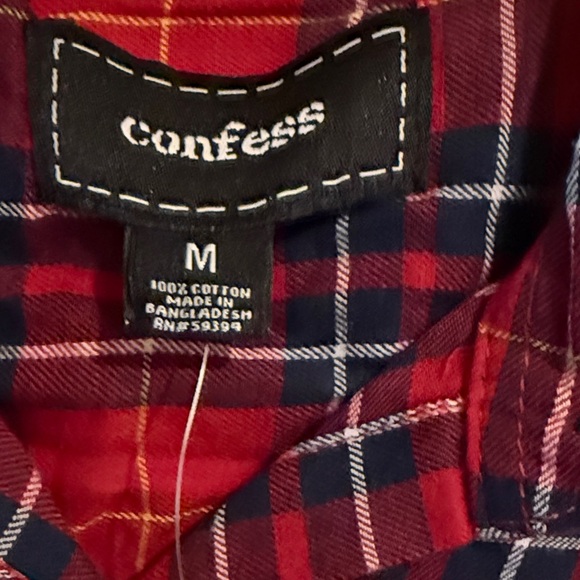 Confess Red and Blue Plaid Shirt size medium juniors - Picture 2 of 15